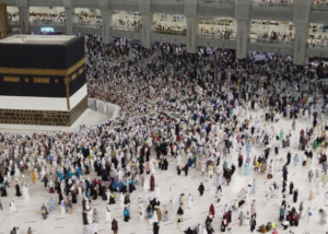 Is group talbiya during hajj/umrah wrong as it distracts others?